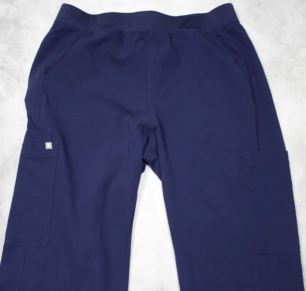FIGS Technical Collection Cargo Pants Mens XL Blue Scrub Elastic Waist